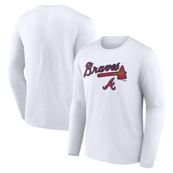 Men's White Atlanta Braves Team Lockup Long Sleeve T-Shirt