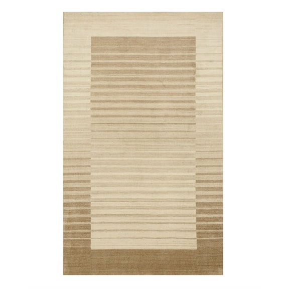 EORC Ivory Handmade Wool & Viscose Contemporary Urban Rug, 9' x 12'