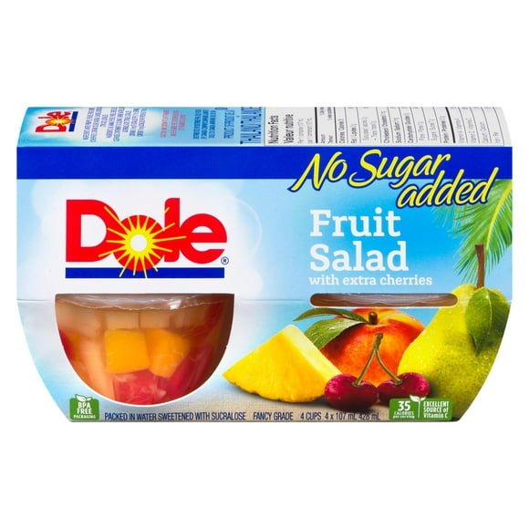 Dole Fruit Salad with Extra Cherries in Water, 4 Cups, 428  mL