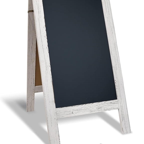 Magnetic A-Frame Chalkboard Sign, Extra Large 20" x 40", Standing Chalkboard Easel, with Chalk Marker Chalk & Eraser, Sandwich Board Outdoor Sidewalk Sign,(Whitewash)