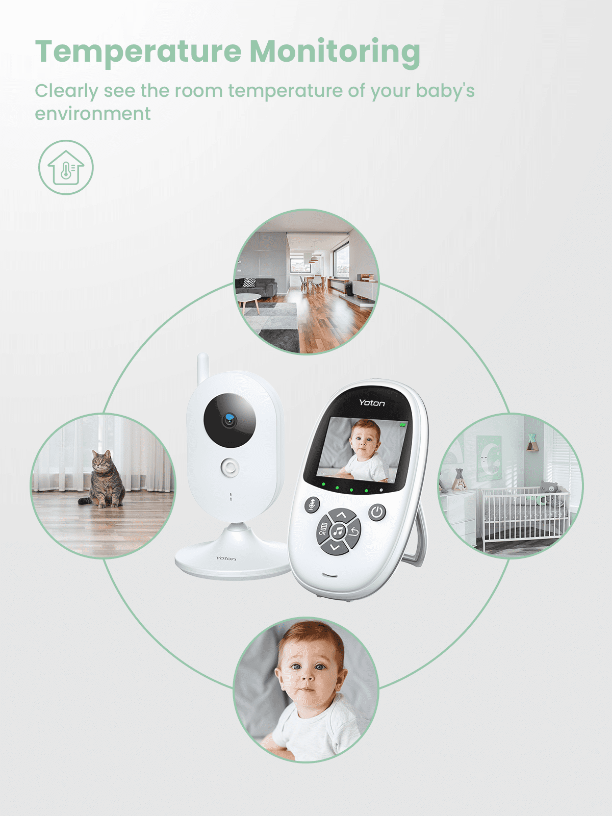 YOTON Babyphone Camera, 2.7” 1000mAh Baby Phone avec Caméra, Babyphone  Video, Surveillance Température, Communication Bidirectionnelle, VOX-Mode