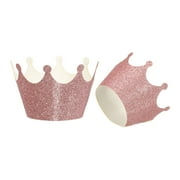 Cupcake Wrappers Paper, 24 Pack Baking Cups Standard Crown Decoration, Pink