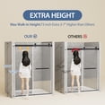 thumbnail image 4 of 56–60" W × 78" H Double Sliding Frameless Shower Door, 3/8" (10 mm) SGCC-Certified Tempered Glass, Matte Black Finish, 4 of 12