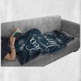 thumbnail image 6 of Tea Soft Flannel Fleece Throw Blanket, Pastries Bakery Cookies Muffin Cake Biscuit Morning Brunch Menu, Cozy Plush for Indoor and Outdoor Use, 50" x 70", Petrol Blue and White, by Ambesonne, 6 of 6