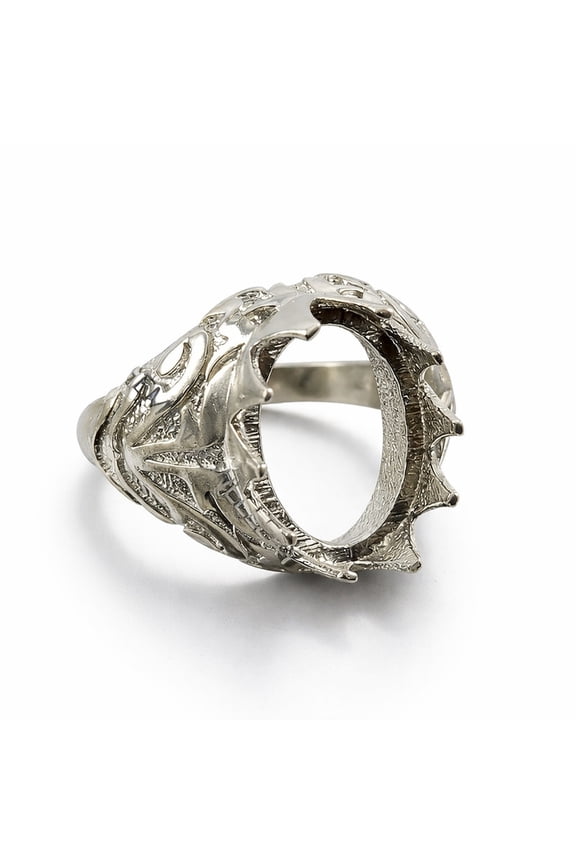 925 Sterling Silver 10x14mm Oval Prong Setting Ring for Men - Handmade Semi Mount Ring, Unset Ring for Gemstone Size - 10