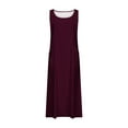 thumbnail image 5 of Summer Plus Size Dresses for Womens 2026 Fashion Sleeveless Cotton And Linen Round Neck Solid Color Long Dress With Pocket, 5 of 5
