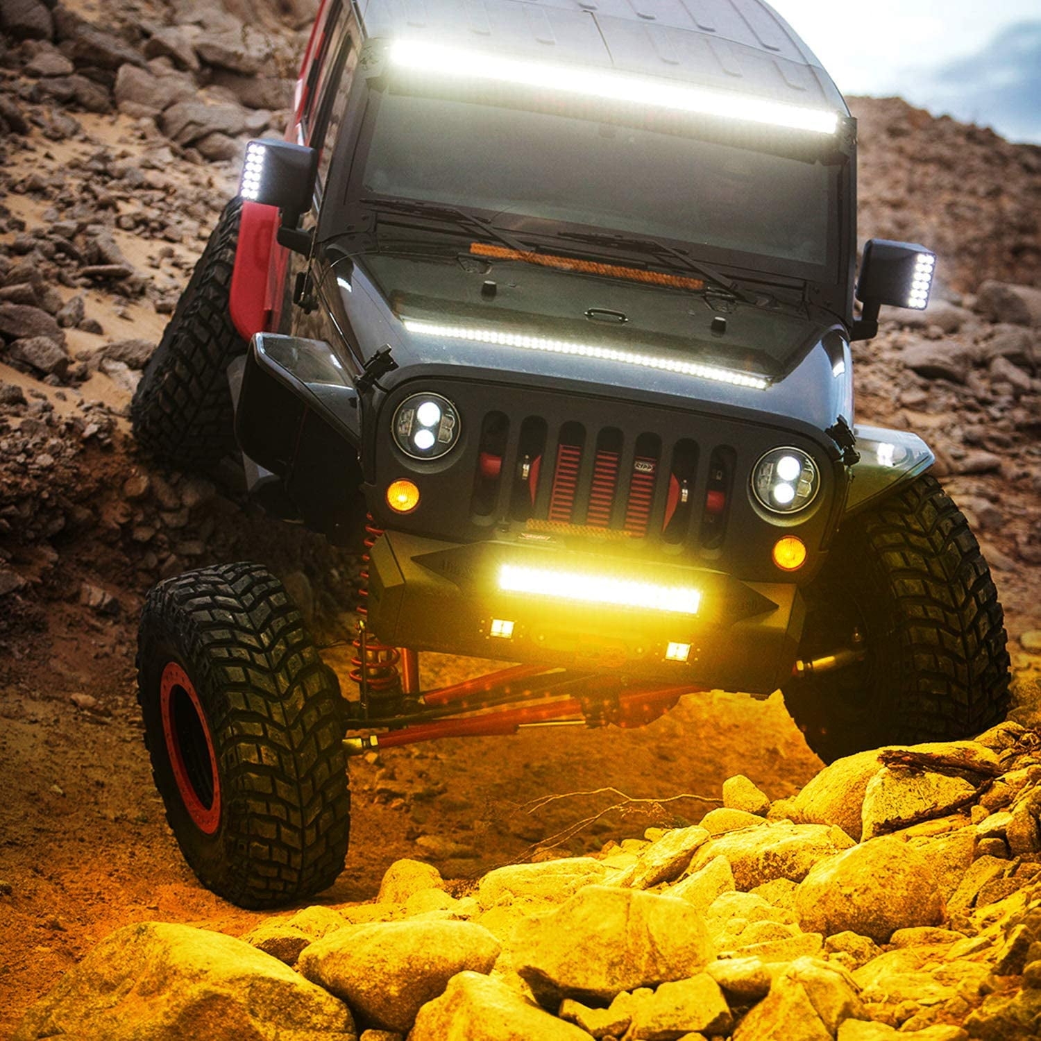 Nilight 420W 20inch Amber Lights Triple Row Flood Spot Combo 42000LM Bar Driving Boat Led off Road Lights for Trucks
