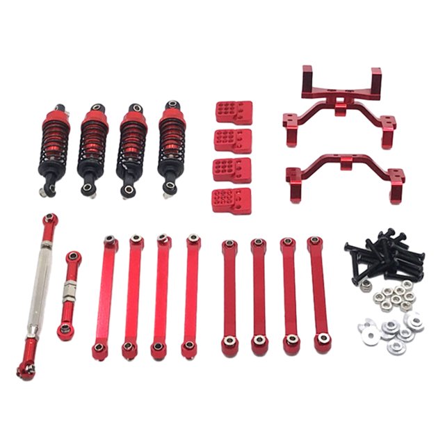 ZheElen 20Pcs Aluminum Alloy 1/12 Steering Link Rod Set For MN D90 RC Car Part RC Car Accessories Replacement Parts RC Upgrade Part Red