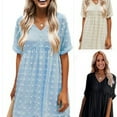 thumbnail image 3 of Summer Dresses for Women Solid Color Comfort Chiffon Dress T-Shirt, 3 of 7
