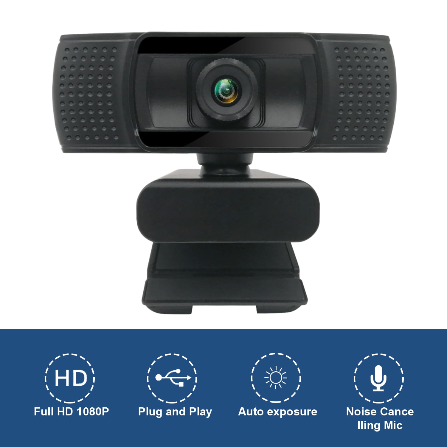 Anivia 1080p HD Fixed Focus Webcam, USB Camera with Microphone Free Cover Slide,Video Calling Computer Camera, Built-in Mic, Flexible Rotatable Clip(The Tripod not Included&Ship from USA）