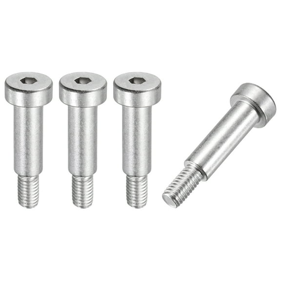 4 Pcs 304 Stainless Steel Shoulder Bolt 8mm Shoulder Dia 20mm Shoulder Length M6x1 Thread Hex Socket Shoulder Bolts for Hydraulic Injection Molding Machinery Industries