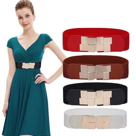 Helii Women Wide Elastic Waist Belt Fashion Stretchy Dress Belt for Ladies