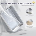 thumbnail image 4 of PawHut Cat Litter Box Stainless Steel, High Sided with Litter Scoop, Grey, 4 of 10