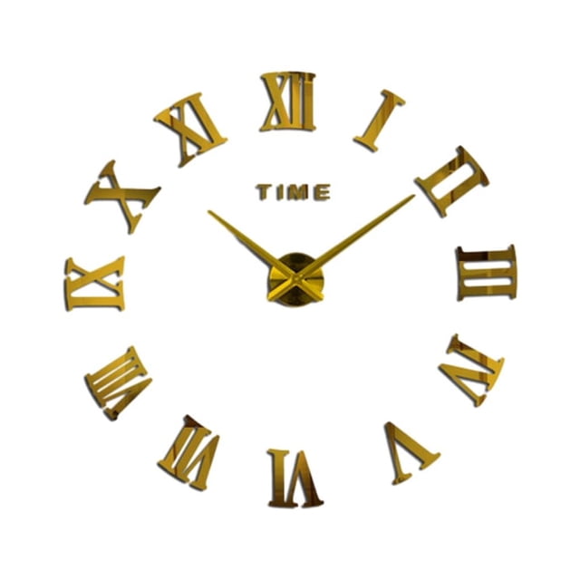 fastboy Timeless 3D DIY Wall Clock Easy To Read For Modern Decor Modern Large 3D Wall Clock Durable Construction Unique Style gold 1Set