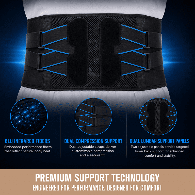 Copper Fit Dual Action Back Brace, Black, 30"-50" Waist photo 5