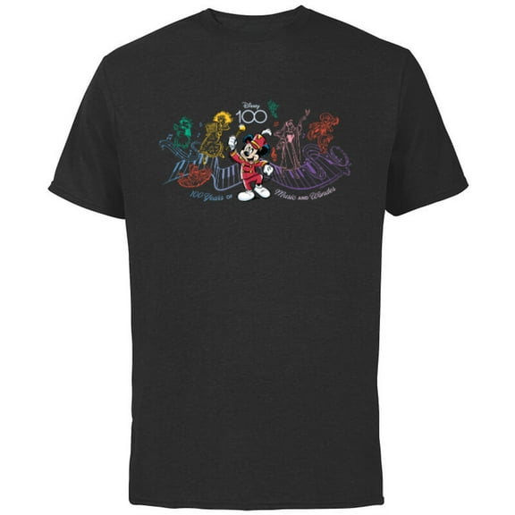 Disney 100 Years of Music and Wonder Piano Color Lines D100 - Short Sleeve Cotton T-Shirt for Adults - Customized-Black
