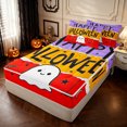 thumbnail image 2 of Feelyou Kawaii Sugar Ghost Zipper Twin Comforter Sets with Fitted Sheet and 2 Pillowcases, Cute Star Candy Zipper Bedding Set, Purple Orange Red, Halloween Reversible, 4pcs, 2 of 7