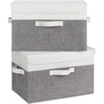 thumbnail image 1 of Cajas Almacenaje con Tapa, Paquete de 2 Cajas Organizadoras Ropa para Estantes, Cajas de Tela Almacenaje Ropa Armario, Cajas Organizadoras con Tapa, Cajas Almacenaje Decorativas, Gris,Blanco y gris, 1 of 7