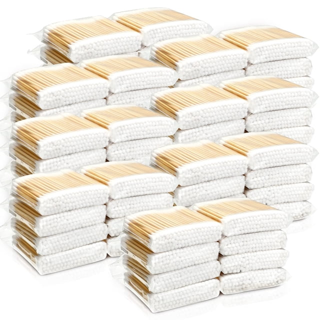 Bastoncillos de algodón Dunzy, doble redondo, 10000 unidades con palitos de madera