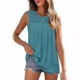 thumbnail image 2 of Women's tank top summer pleated round neck sleeveless top with loose pleats for women, 2 of 9