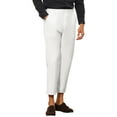 thumbnail image 4 of INSPIRE CHIC Men's Formal Cropped Pants Solid Color Flat Front Dress Trousers 30 White, 4 of 6