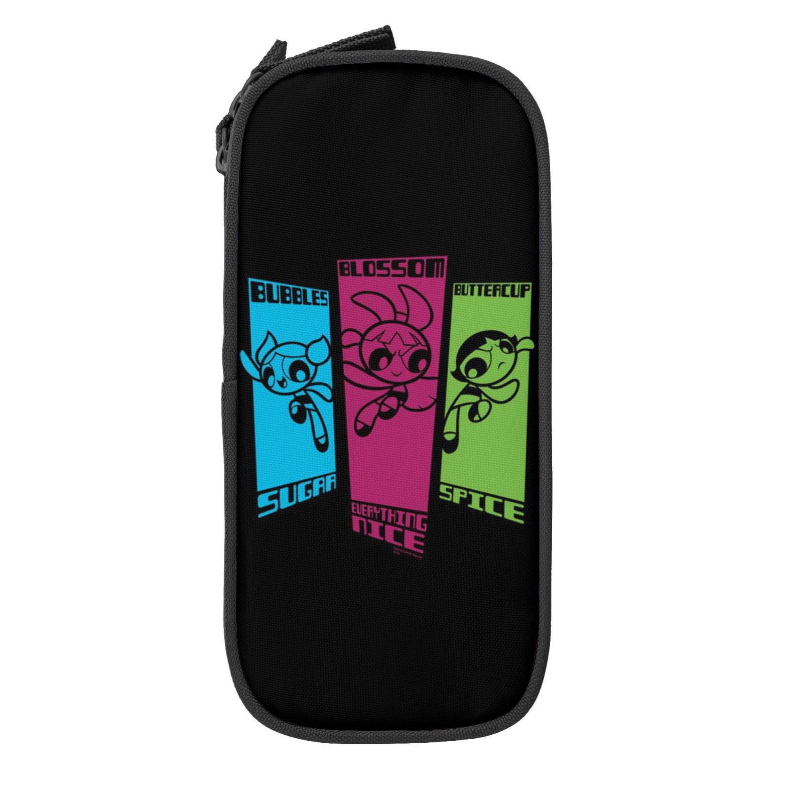 The Powerpuff Gi-rls Pencil Case Large Capacity Pencil Pouch Penbag Office Stationery Organizer Travel Makeup Bag Black