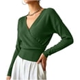 thumbnail image 5 of Yertdoel Sweaters for Women Solid Cross Neck Pullover Long Sleeve Slim Fitted Tops Trendy Casual Lightweight Comfy Blouse, 5 of 9