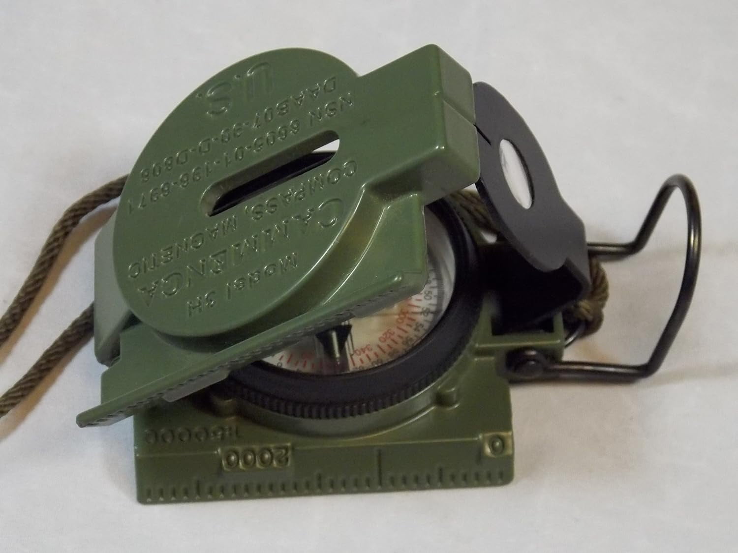 MM Official US Military Phosphorescent Lensatic Compass, Olive Drab Accurate Waterproof Hand Held Compasses with Pouch for Hiking Camping Navigation Survival Backpacking Orienteering, Green