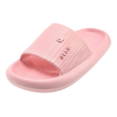 

Cathalem Fashion Spring And Summer Women Slippers Flat Bottom Home Bathroom Non Slip Solid Open Toe Simple Bear Pattern Pink 39