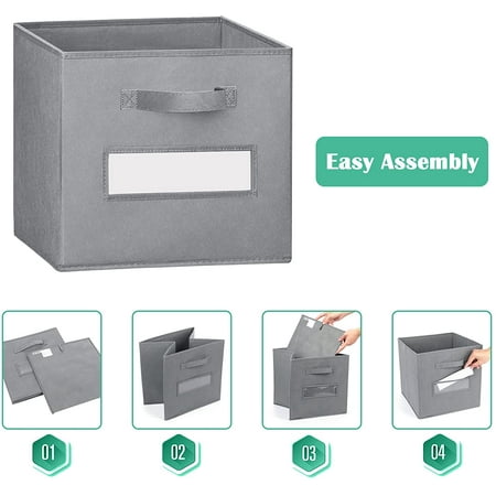 Storage Cubes, 13 x 13 Inch Cube Storage Bins 8-Pack Fabric Storage Baskets with Label Window Cards Collapsible Storage Boxes Cube Organizers Bins ...