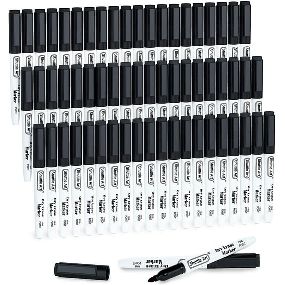 Black Dry Erase Markers, Shuttle Art 60 Pack Magnetic Whiteboard Markers with Erase,Fine Point Dry Erase Markers Perfect For Writing on Whiteboards, Dry-Erase Boards, Mirrors