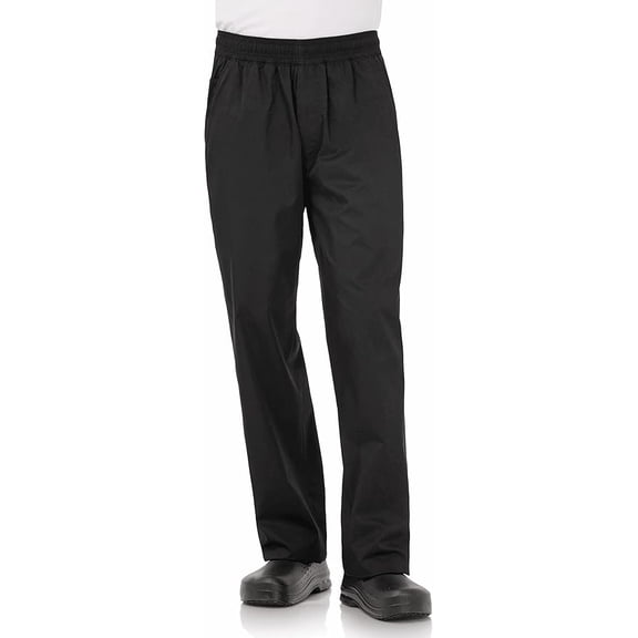 Chef Works Men's Lightweight Baggy Chef Pants with Multiple Pockets, XL, Black