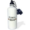 3dRose Pitbull Dog Mom - Doggie by breed - muddy brown paw prints - doggy lover - proud pet owner mama love, Sports Water Bottle, 21oz