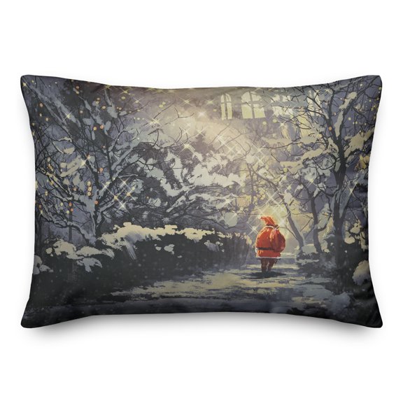 Creative Products Santa Walking in the Snow 20 x 14 Spun Poly Pillow