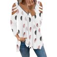 thumbnail image 1 of Gibobby Túnica holgada para mujer, camisetas informales de verano, camiseta Floral de manga cuartos con cuello redondo, blusa con abertura lateral holgada con estampado de flores（Blanco， L), 1 of 4