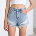 thumbnail image 4 of TOWED22 Girls Ripped Jean Shorts High Waisted Straight Leg Denim Shorts with Pockets(Light Blue,15-16 Y), 4 of 9