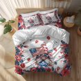 thumbnail image 2 of Independence Day Queen Size Comforter Set, Gnome Red Blue Navy Flower U.S. Flag Bedding for All Seasons, 4 Pcs Bed Set, 1Quiltcover (90"x92") ,1Sheet(94"x116"), 2Pillowcases (30"x20"), 2 of 9