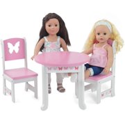 18 Inch Doll Kitchen Table and 2 Chair Dining Set | 18-in Doll Furniture Accessory - Butterfly Theme
