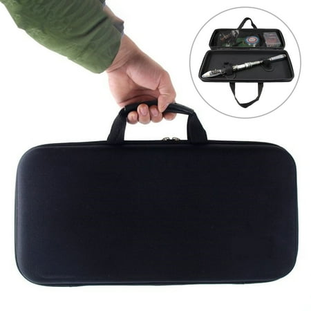 Sioweci Fishing Gear Case with Portable Handle Waterproof Zipper EVA Hard Shell Fishing Rod Reel Lure Equipment Accessories Organizer Box Storage Bag Black