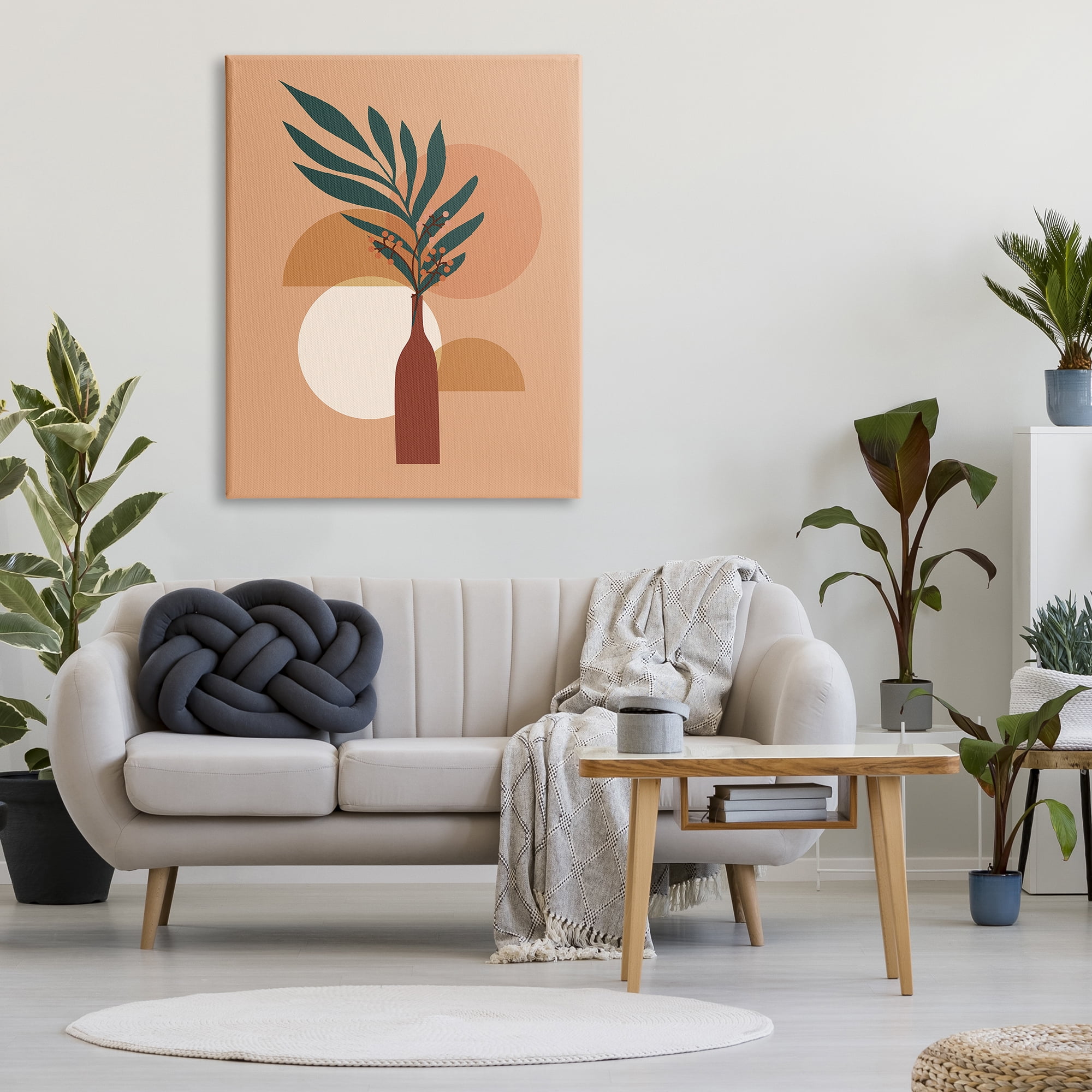 Stupell Industries Botanical Leaf & Shapes Botanical & Floral Painting Gallery Wrapped Canvas Art Print Wall Art, 36 x 48