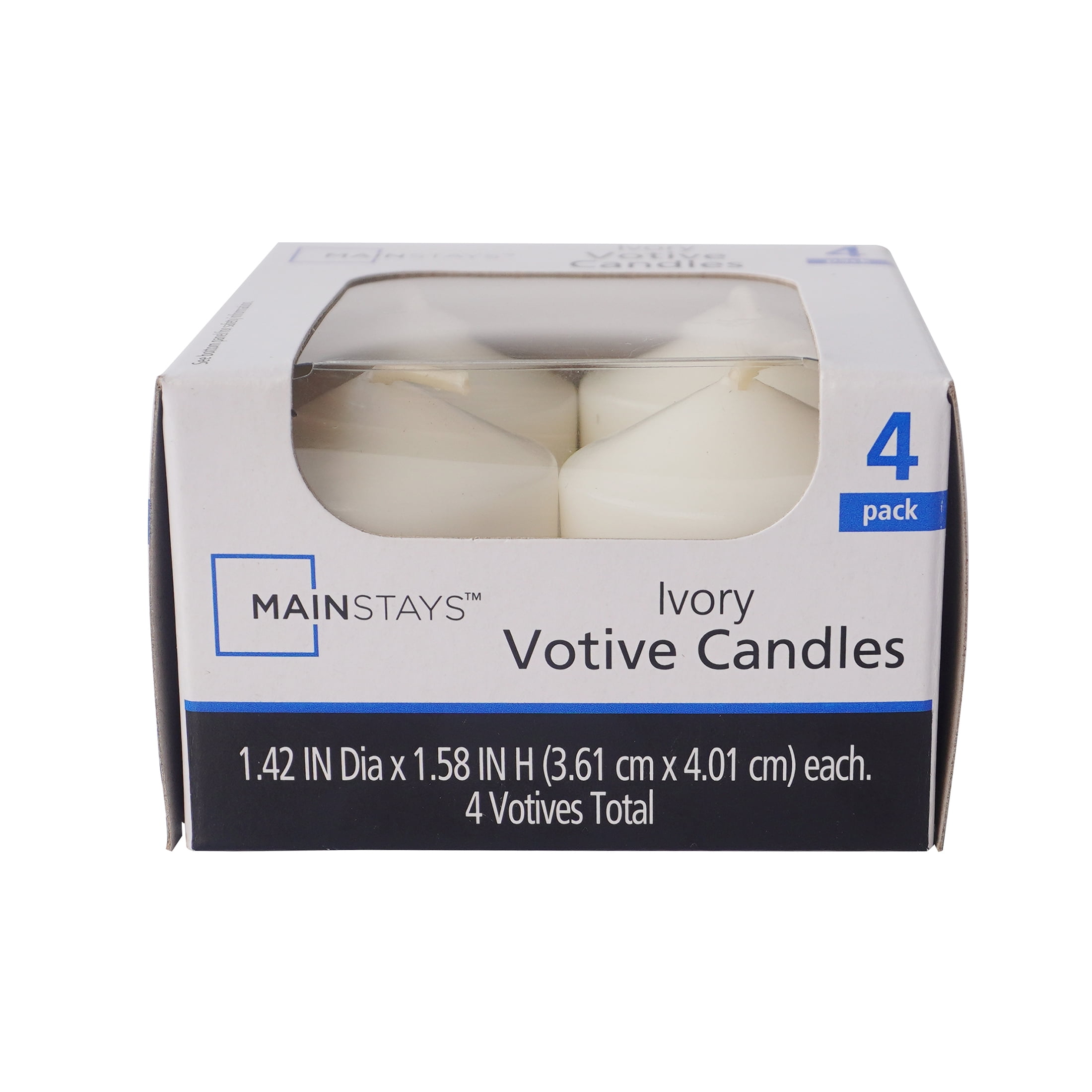 Mainstays Votive Candles, Unscented, Ivory, 4 Pack