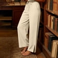 thumbnail image 7 of Atogsazn Womens Summer Wide Leg Pants Casual Loose Split Hem Drawstring Pant with Pocket Trouser Khaki L Fashion, 7 of 7