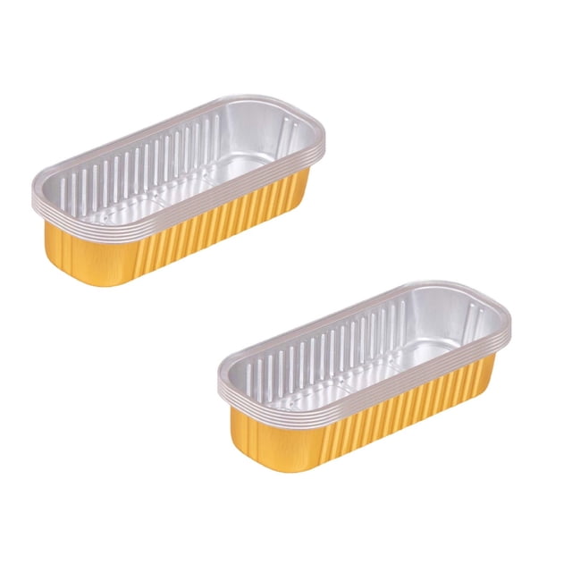 Picnic Trays For Food Disposable Aluminum Foil Tin Box Aluminum With Lid Rectangular Tin Foil Packing Box 200ml Aluminum Mini Loaf Baking Pans For Cooking Baking Meal Prep Take Out Etc 5pc Gold