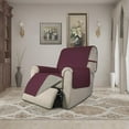 thumbnail image 5 of Easy-Going Reversible Water Resistant Recliner Cover with Elastic Straps, Wine/Beige, 5 of 7