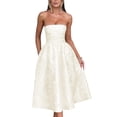 thumbnail image 1 of Vestido EEMEII de verano sin tirantes para regreso a casa con bolsillos, color marfil, 1 of 6