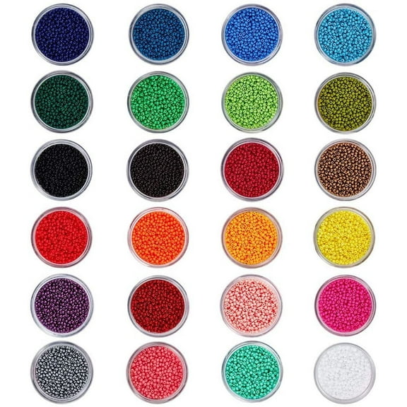 24000 Pcs 11/0 Multicolor Beading Glass Seed Beads 24 Colors 2mm Round Pony Bead Mini Spacer Beads with Container Box