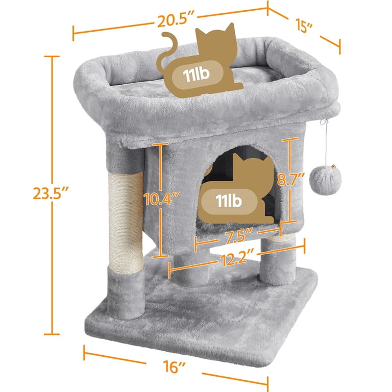 Alden Design 2-Level Cat Tree, 23 Inches, Light Gray photo 8