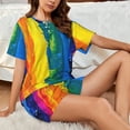 thumbnail image 6 of Kdxio Rainbow Colored Print Pajamas Sets for Women Short-Sleeved Pjs with Lounge Shorts Two Piece Sleepwear S-4XL, 6 of 8