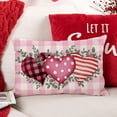 thumbnail image 2 of Valentines Day Pillow Covers 12x20 inch Buffalo Plaid Love Hearts Eucalyptus Valentines Day Pink Throw Pillows Valentines Day Decorations for Sofa Couch, 2 of 6