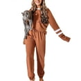 thumbnail image 6 of Rejlun Women Two Piece Outfit Pullover Jogger Set Long Sleeve Sweatsuits Color Block Lounge Sets With Pockets Fitness Tracksuit Brown XXL, 6 of 7